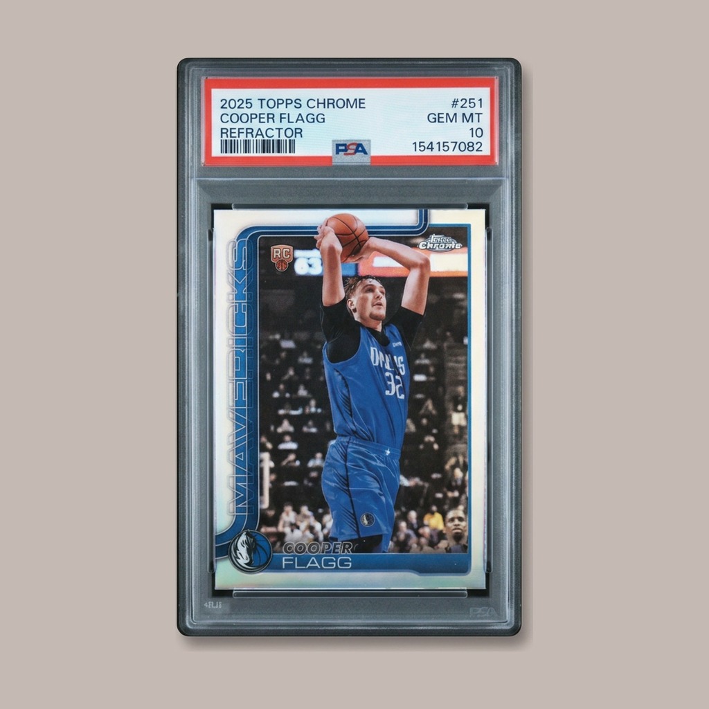 Cooper Flagg 2025 Topps Chrome Refractor RC, PSA 10